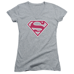 Superman Red & White Shield - Juniors V-Neck T-Shirt Juniors V-Neck T-Shirt Superman   