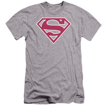 Athletic heather men's premium slim fit t-shirt with Superman Red & White Shield graphic