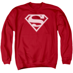 Superman Red & White Shield - Men's Crewneck Sweatshirt Men's Crewneck Sweatshirt Superman   