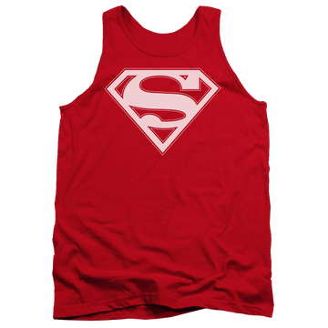 Red men's tank with Superman Red & White Shield graphic