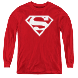 Superman Red & White Shield - Youth Long Sleeve T-Shirt Youth Long Sleeve T-Shirt Superman   