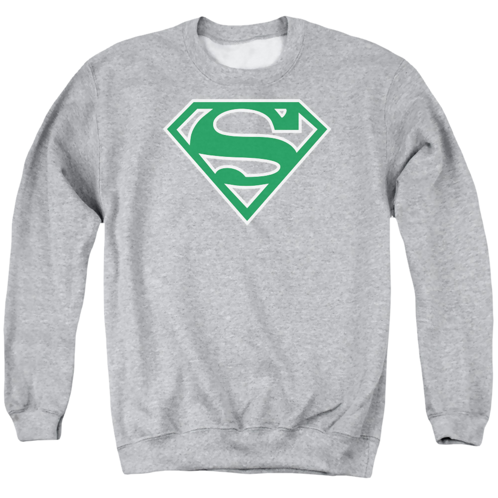 Superman Green & White Shield - Men's Crewneck Sweatshirt Men's Crewneck Sweatshirt Superman   