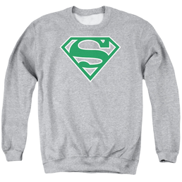 Superman Green & White Shield - Men's Crewneck Sweatshirt Men's Crewneck Sweatshirt Superman   