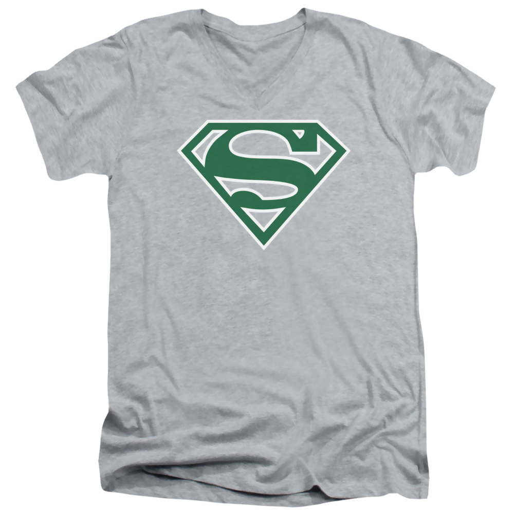 Superman Green & White Shield - Men's V-Neck T-Shirt Men's V-Neck T-Shirt Superman   