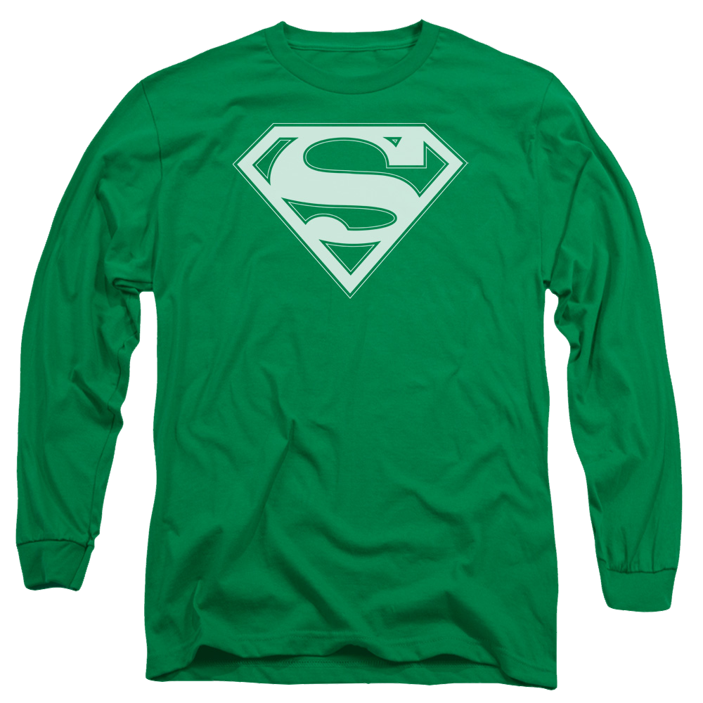 Superman Green & White Shield - Men's Long Sleeve T-Shirt Men's Long Sleeve T-Shirt Superman   