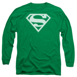 Superman Green & White Shield - Men's Long Sleeve T-Shirt Men's Long Sleeve T-Shirt Superman   