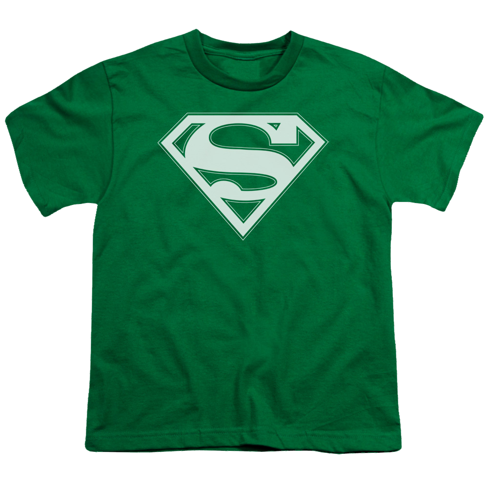 Superman Green & White Shield - Youth T-Shirt Youth T-Shirt (Ages 8-12) Superman   