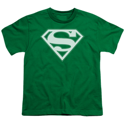 Superman Green & White Shield - Youth T-Shirt Youth T-Shirt (Ages 8-12) Superman   