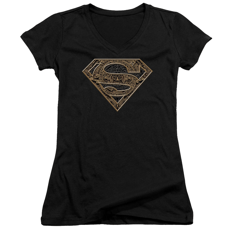 Superman Aztec Shield - Juniors V-Neck T-Shirt Juniors V-Neck T-Shirt Superman   