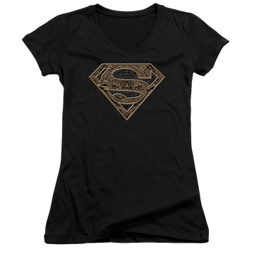 Superman Aztec Shield - Juniors V-Neck T-Shirt Juniors V-Neck T-Shirt Superman   