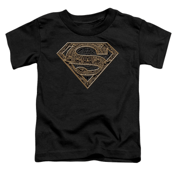 Black toddler t-shirt with Superman Aztec Shield graphic