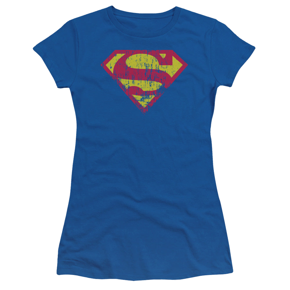 Superman Classic Logo Distressed - Juniors T-Shirt Juniors T-Shirt Superman   