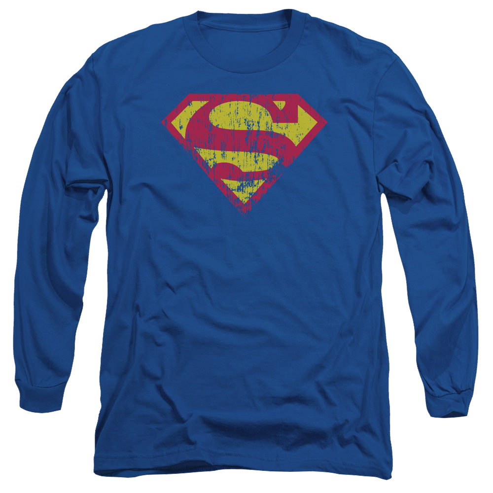 Superman Classic Logo Distressed - Men's Long Sleeve T-Shirt Men's Long Sleeve T-Shirt Superman   