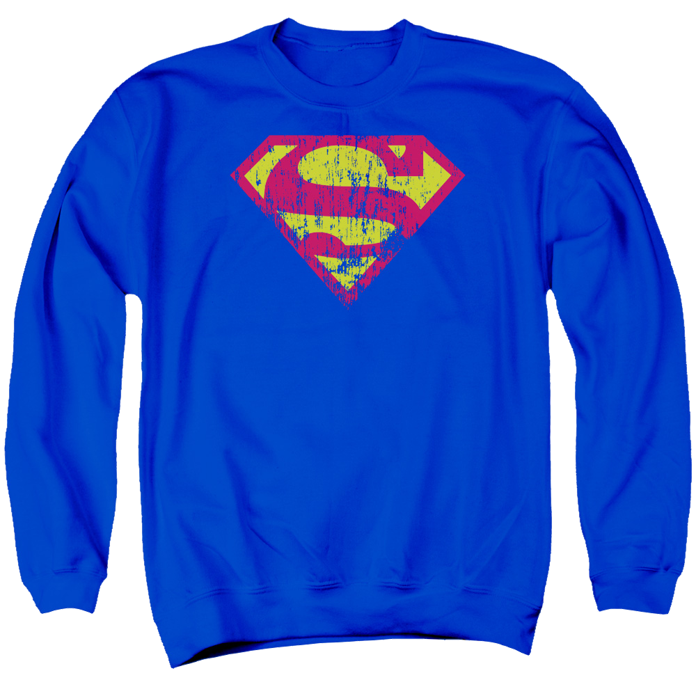 Superman Classic Logo Distressed - Men's Crewneck Sweatshirt Men's Crewneck Sweatshirt Superman   