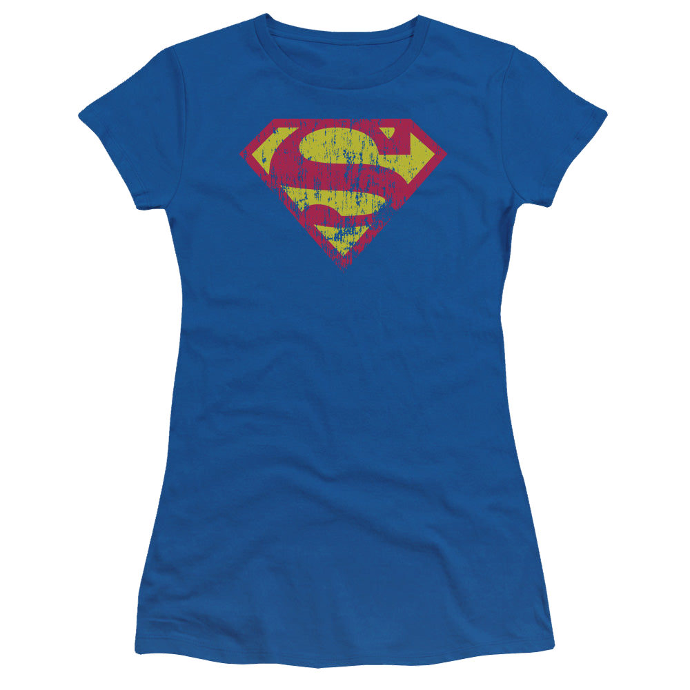Superman Classic Logo Distressed - Juniors T-Shirt Juniors T-Shirt Superman   
