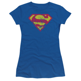 Superman Classic Logo Distressed - Juniors T-Shirt Juniors T-Shirt Superman   