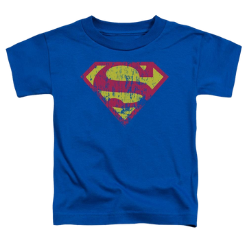 Royal toddler t-shirt with Superman Classic Logo Distressed graphic