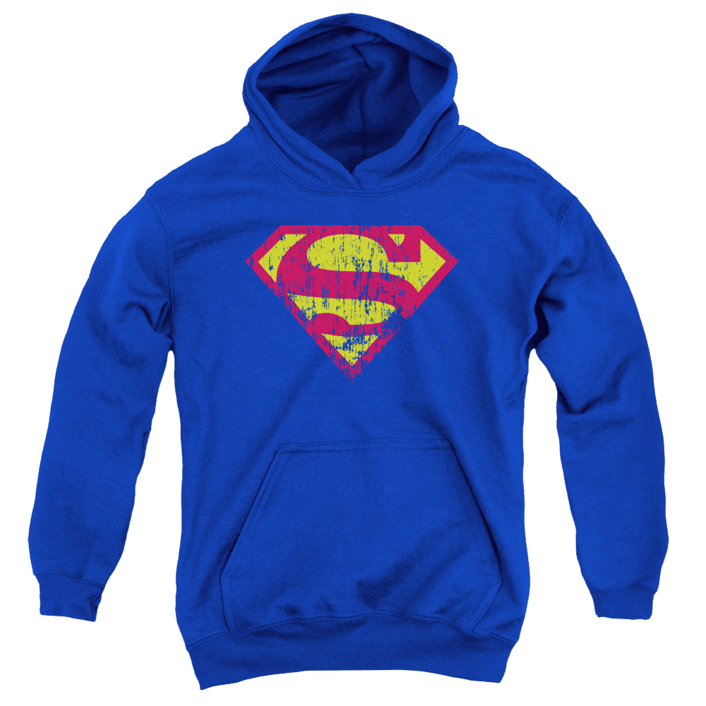 Superman Classic Logo Distressed - Youth Hoodie Youth Hoodie (Ages 8-12) Superman   