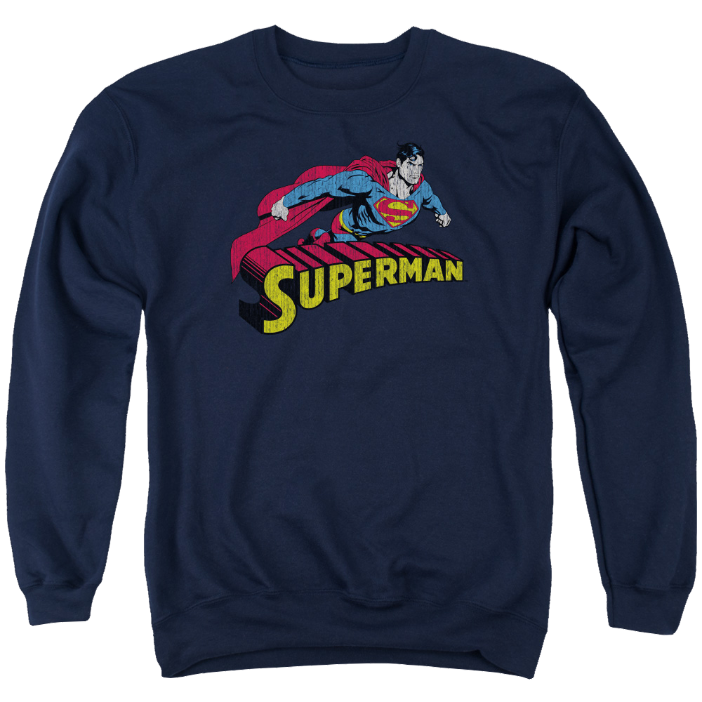 Superman Flying Over - Men's Crewneck Sweatshirt Men's Crewneck Sweatshirt Superman   