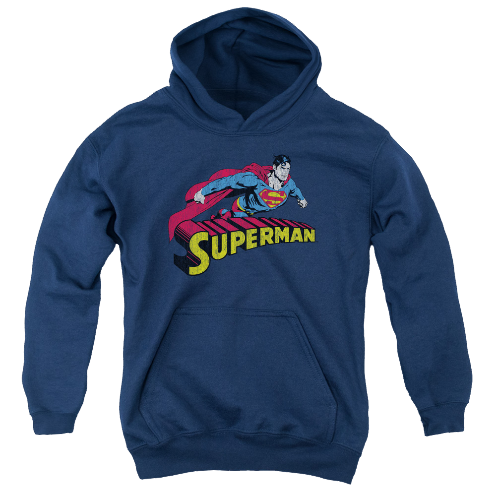 Superman Flying Over - Youth Hoodie Youth Hoodie (Ages 8-12) Superman   