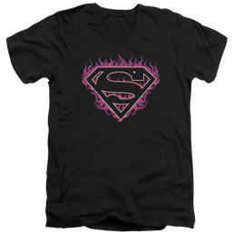 Superman Fuchsia Flames - Men's V-Neck T-Shirt Men's V-Neck T-Shirt Superman   