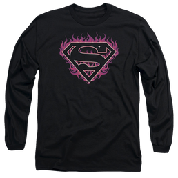 Superman Fuchsia Flames - Men's Long Sleeve T-Shirt Men's Long Sleeve T-Shirt Superman   
