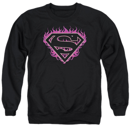 Superman Fuchsia Flames - Men's Crewneck Sweatshirt Men's Crewneck Sweatshirt Superman   