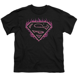 Superman Fuchsia Flames - Youth T-Shirt Youth T-Shirt (Ages 8-12) Superman   