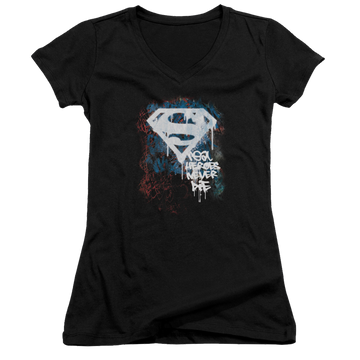 Superman Real Heroes Never Die - Juniors V-Neck T-Shirt Juniors V-Neck T-Shirt Superman   