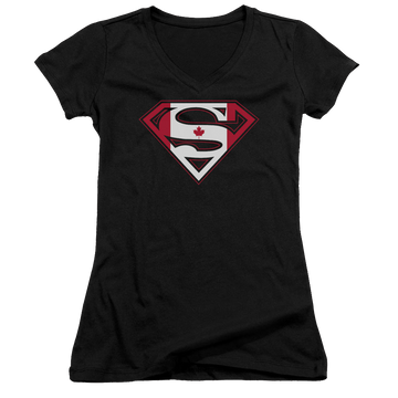 Superman Canadian Shield - Juniors V-Neck T-Shirt Juniors V-Neck T-Shirt Superman   