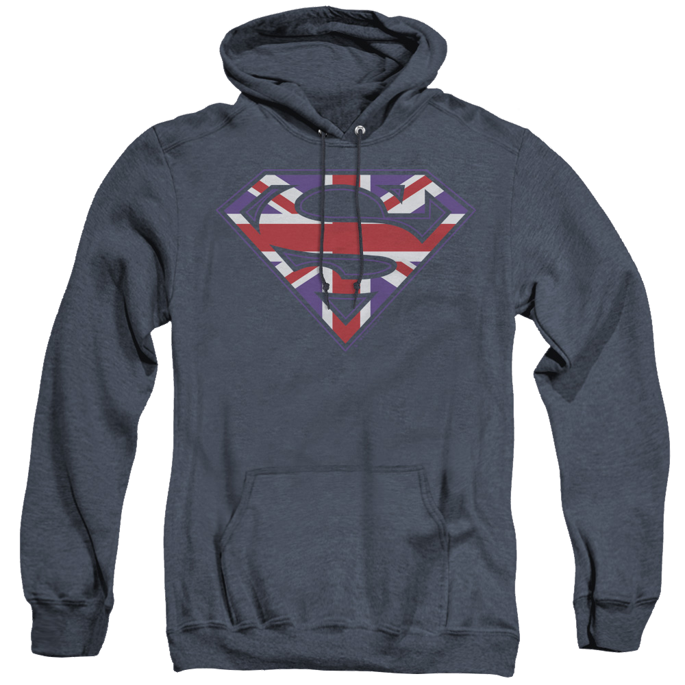 Superman Great Britian Shield - Heather Pullover Hoodie Heather Pullover Hoodie Superman   