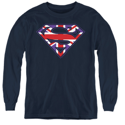 Superman Great Britian Shield - Youth Long Sleeve T-Shirt Youth Long Sleeve T-Shirt Superman   