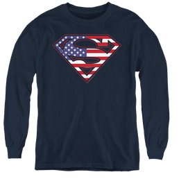 Superman U S Shield - Youth Long Sleeve T-Shirt Youth Long Sleeve T-Shirt Superman   