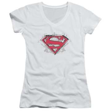Superman Hastily Drawn Shield - Juniors V-Neck T-Shirt Juniors V-Neck T-Shirt Superman   