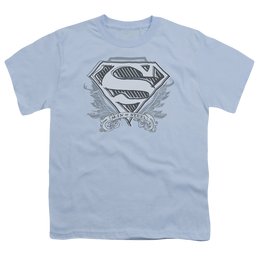 Superman Sketchy Crest Shield - Youth T-Shirt Youth T-Shirt (Ages 8-12) Superman   