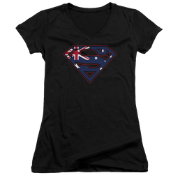 Superman Australian Shield - Juniors V-Neck T-Shirt Juniors V-Neck T-Shirt Superman   