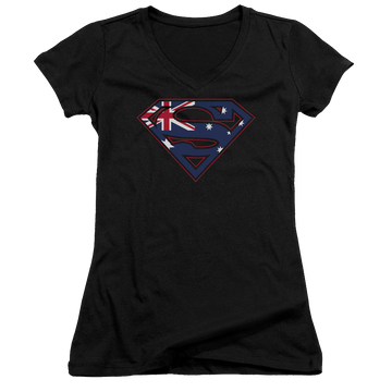 Superman Australian Shield - Juniors V-Neck T-Shirt Juniors V-Neck T-Shirt Superman   