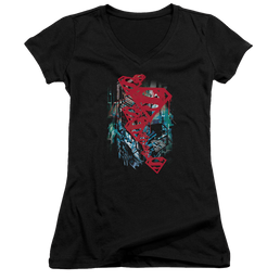 Superman Gritty - Juniors V-Neck T-Shirt Juniors V-Neck T-Shirt Superman   