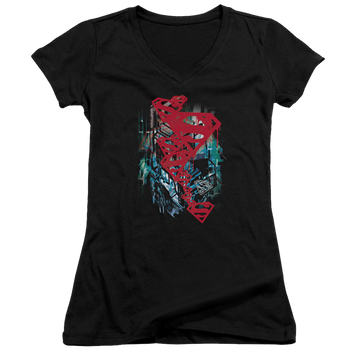 Superman Gritty - Juniors V-Neck T-Shirt Juniors V-Neck T-Shirt Superman   