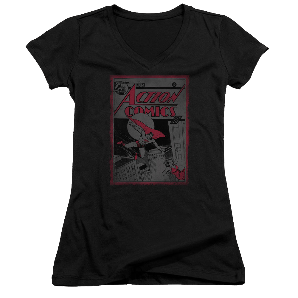 Superman Action Comics 23 - Juniors V-Neck T-Shirt Juniors V-Neck T-Shirt Superman   