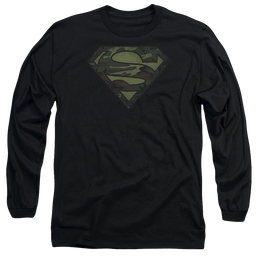 Superman Camo Logo Distressed - Men's Long Sleeve T-Shirt Men's Long Sleeve T-Shirt Superman   