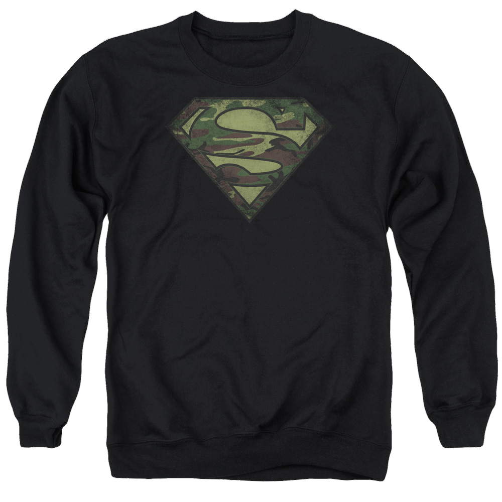 Superman Camo Logo Distressed - Men's Crewneck Sweatshirt Men's Crewneck Sweatshirt Superman   
