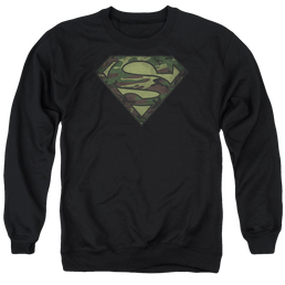 Superman Camo Logo Distressed - Men's Crewneck Sweatshirt Men's Crewneck Sweatshirt Superman   