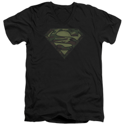 Superman Camo Logo Distressed - Men's V-Neck T-Shirt Men's V-Neck T-Shirt Superman   