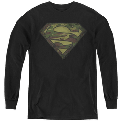 Superman Camo Logo Distressed - Youth Long Sleeve T-Shirt Youth Long Sleeve T-Shirt Superman   