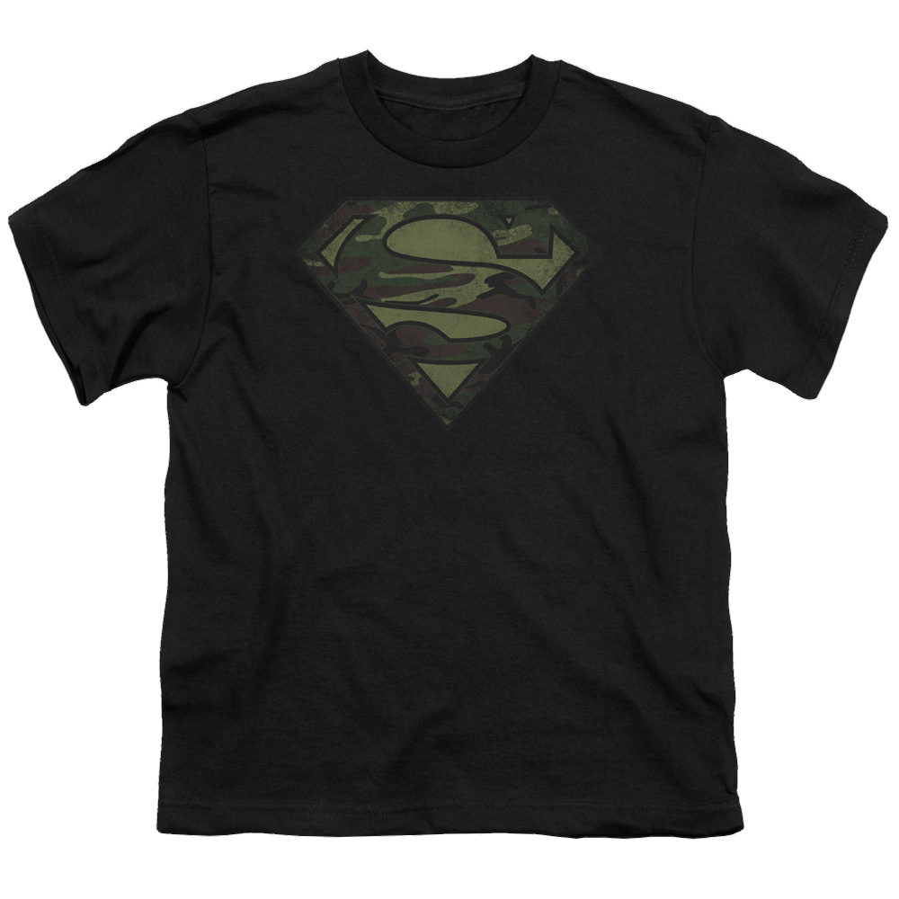Superman Camo Logo Distressed - Youth T-Shirt Youth T-Shirt (Ages 8-12) Superman   