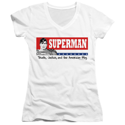 Superman Superman For President - Juniors V-Neck T-Shirt Juniors V-Neck T-Shirt Superman   