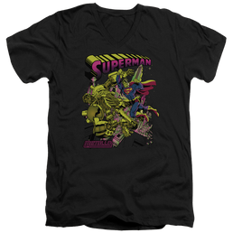 Superman Versus Metallo Blacklight - Men's V-Neck T-Shirt Men's V-Neck T-Shirt Superman   