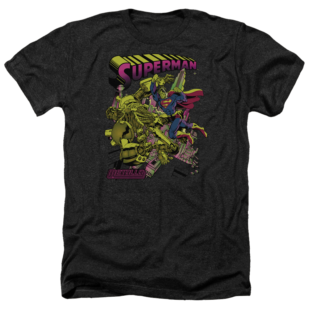 Superman Versus Metallo Blacklight - Men's Heather T-Shirt Men's Heather T-Shirt Superman   