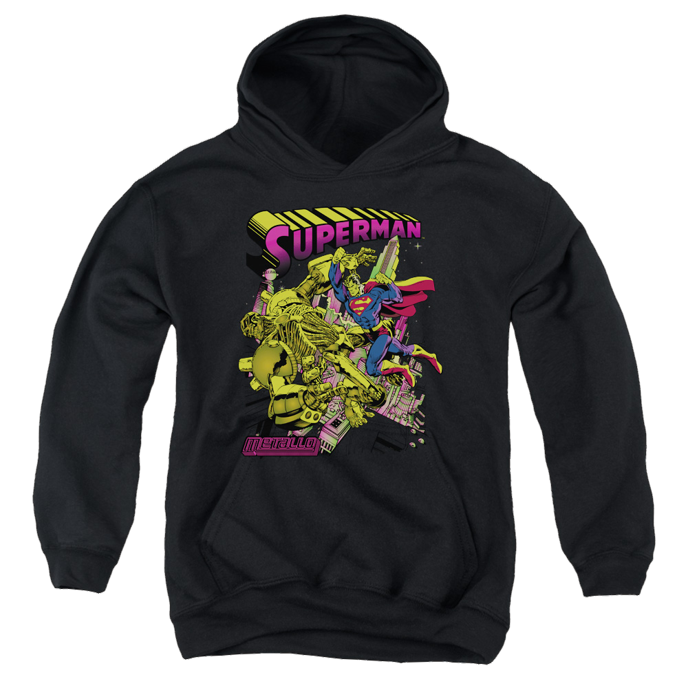 Superman Versus Metallo Blacklight - Youth Hoodie Youth Hoodie (Ages 8-12) Superman   
